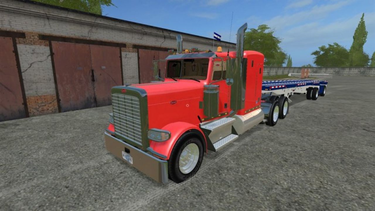 Peterbilt 388 and Manic flatbed trailer