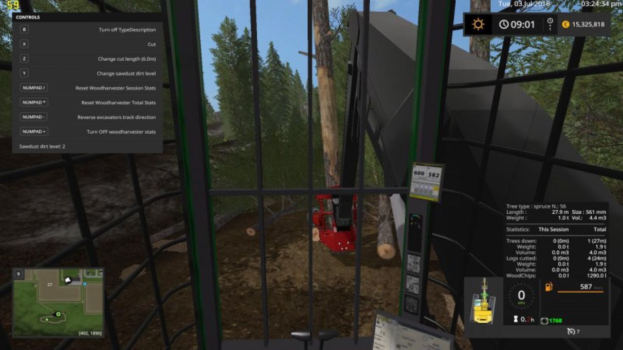 Woodharvester Tree Info v1.1 FS17 - KingMods