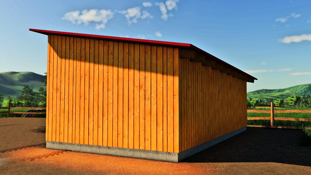 Open wooden shed