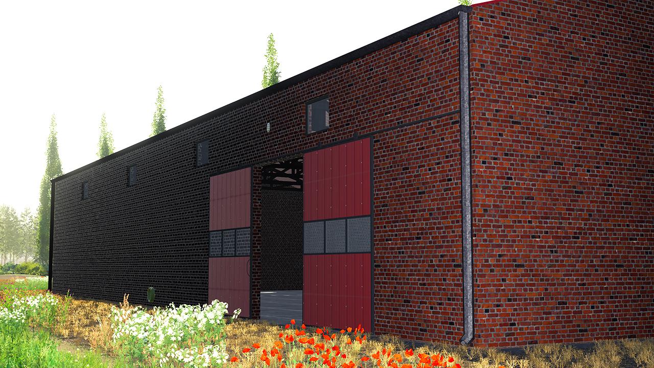 Red brick garage