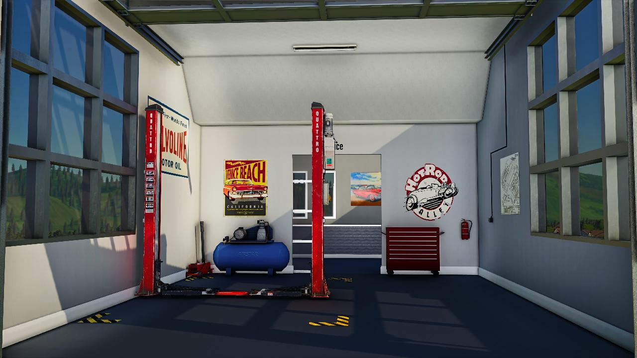 Modern garage with workshop