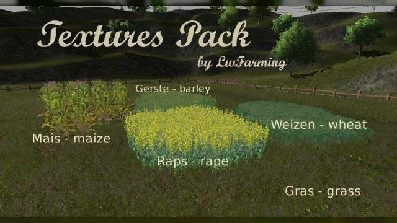 Textures Pack - grass barley wheat maize rape