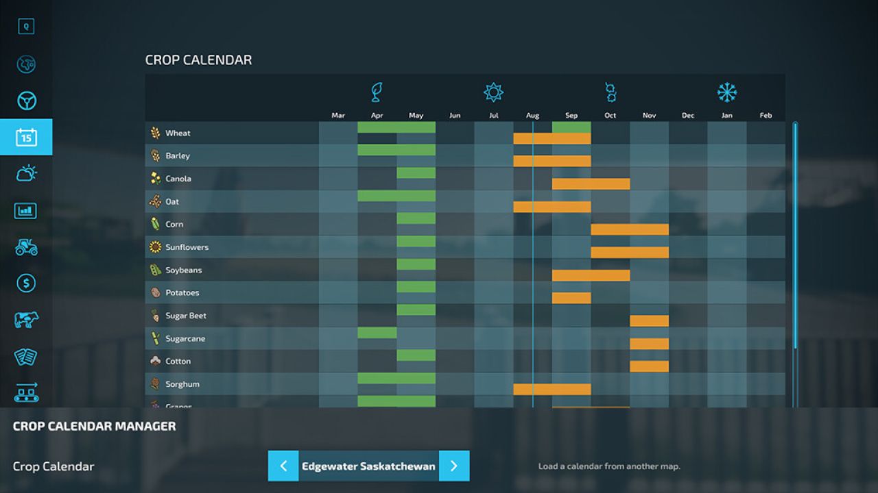 Gestore del calendario delle colture