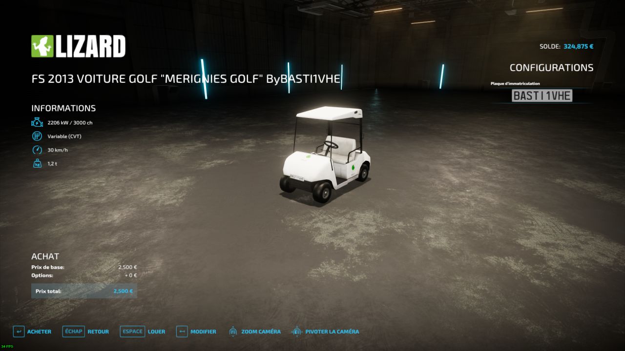 Carrinho de golfe FS13 - "Mérignies Club"