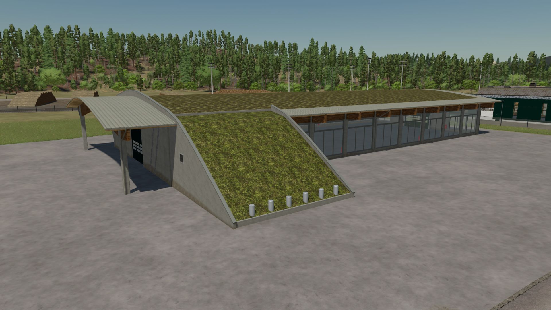 Hangar with vegetable roof