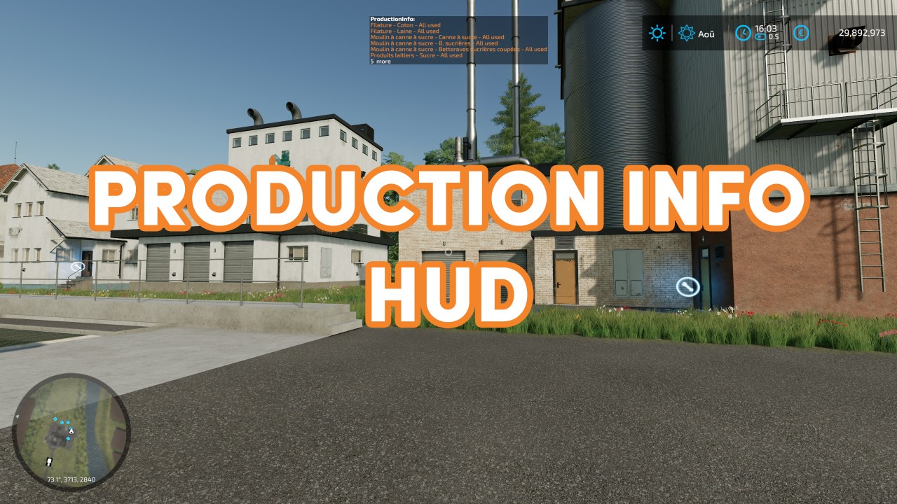 HUD Informations de production