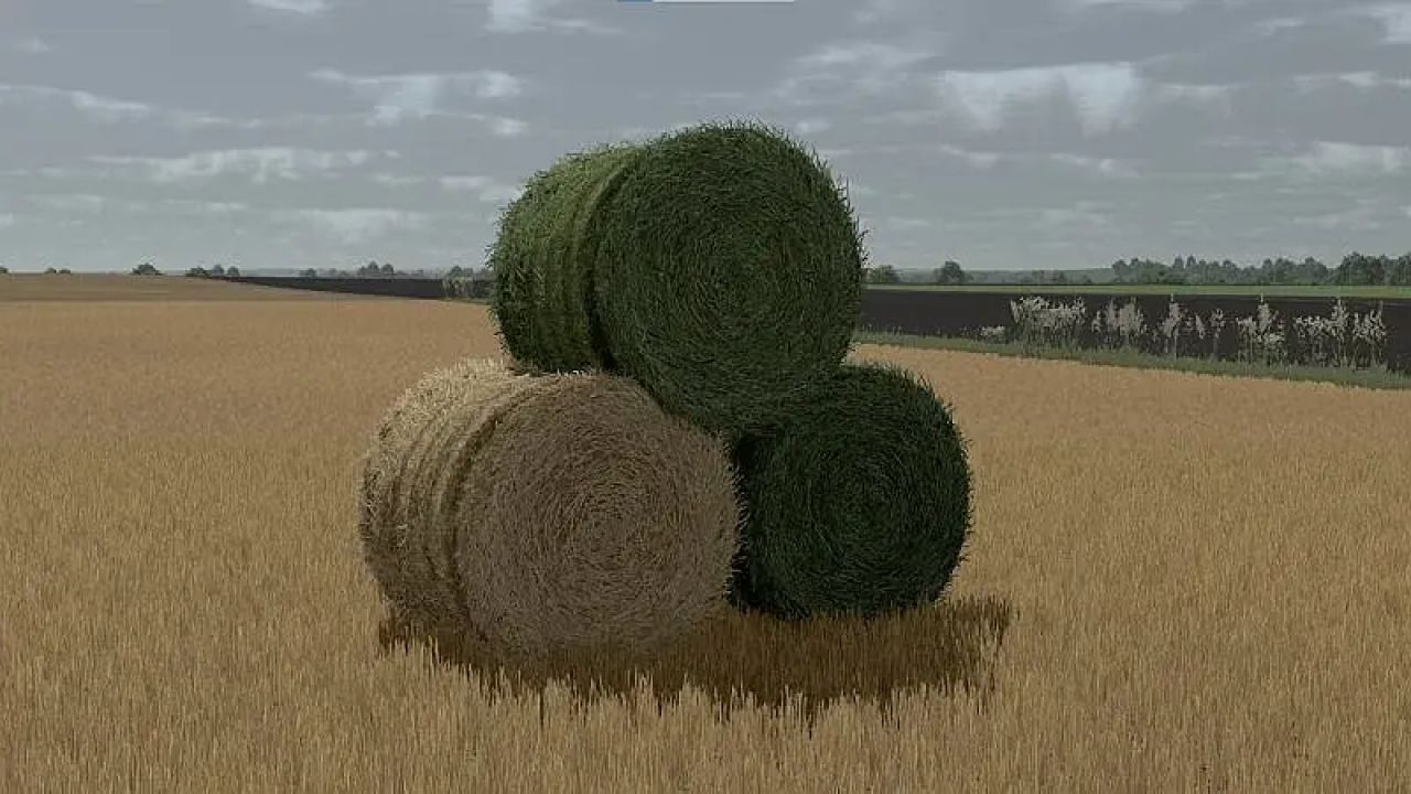 Improved round bale textures of hay, straw and grass
