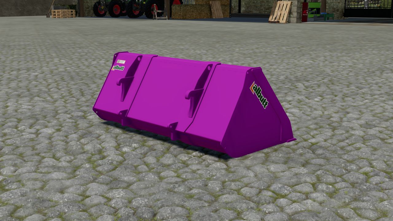 Large purple bucket for front loader