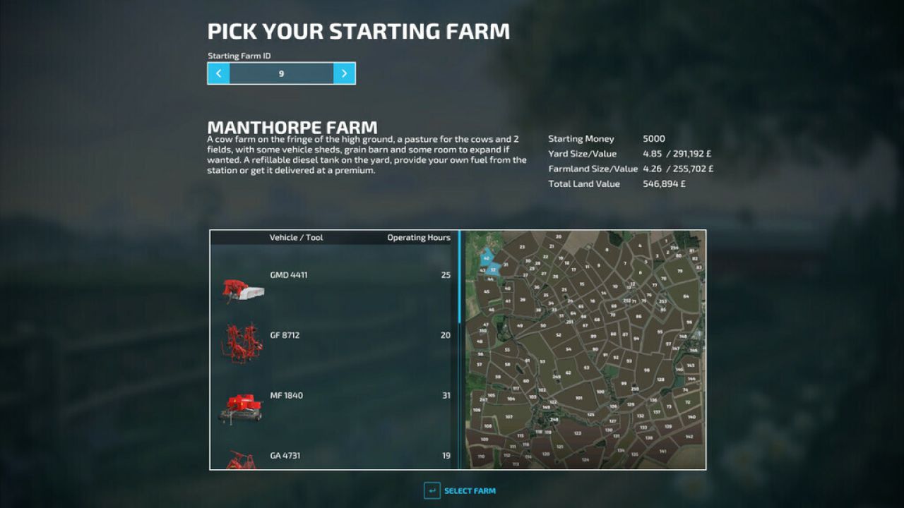 Pick Your Starting Farm