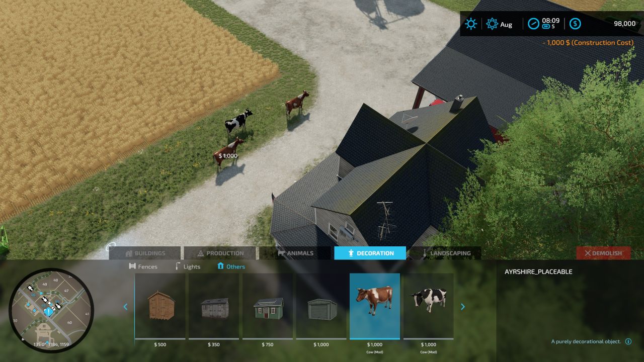 Placeable cow