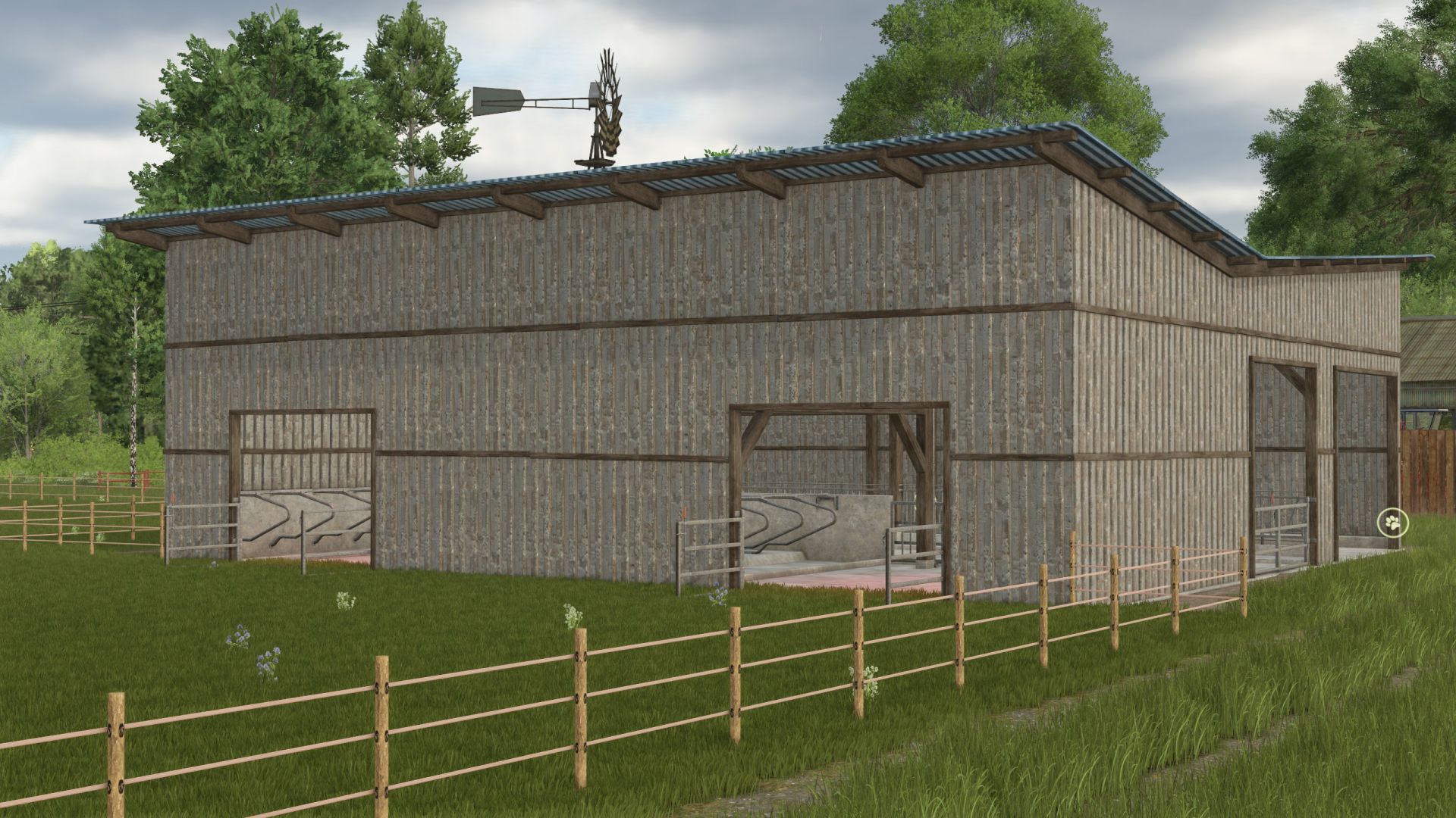 Barn with pasture