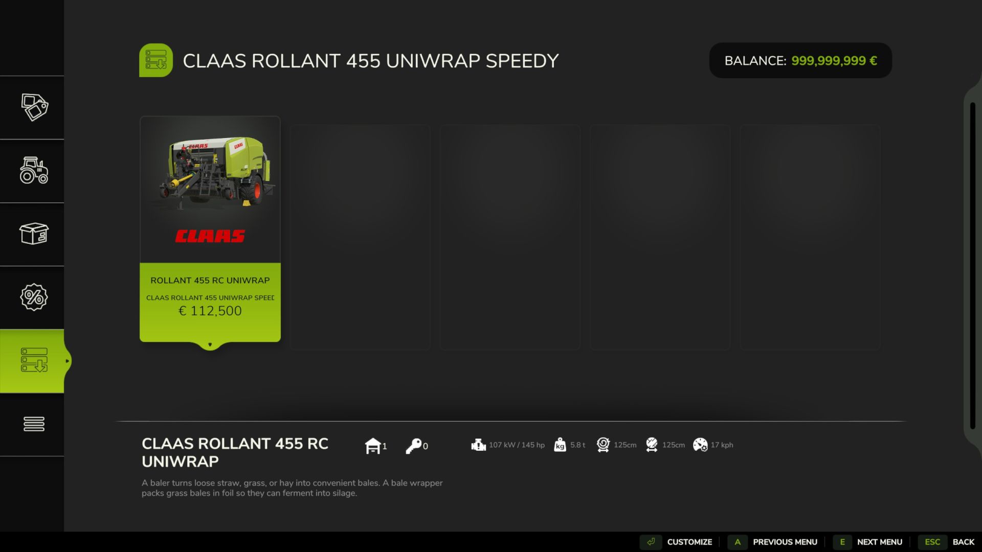 CLAAS ROLLANT 455 UNIWRAP Speedy