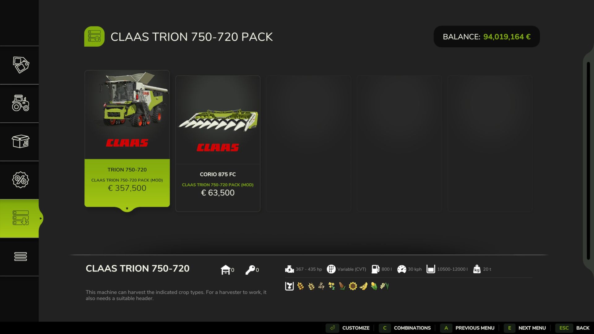 Claas Trion 720-750 Pack