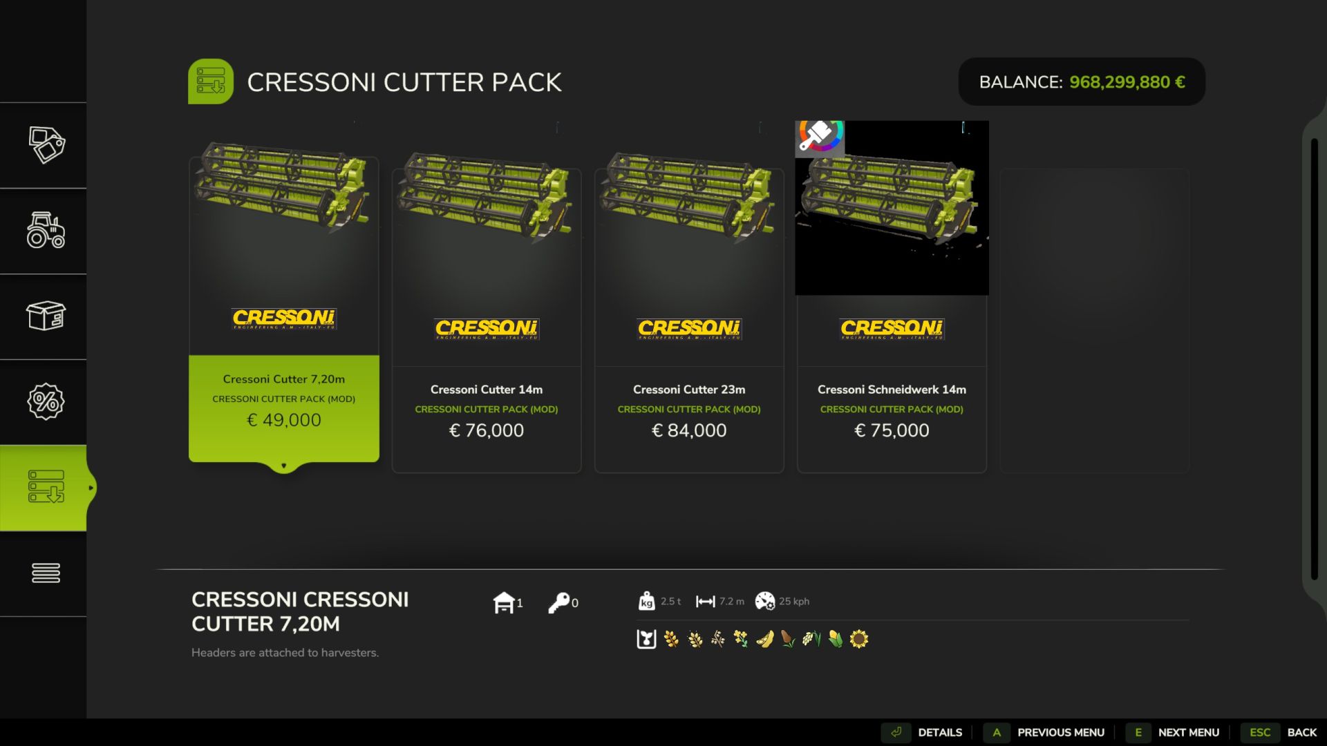 Cressoni cutting bar pack