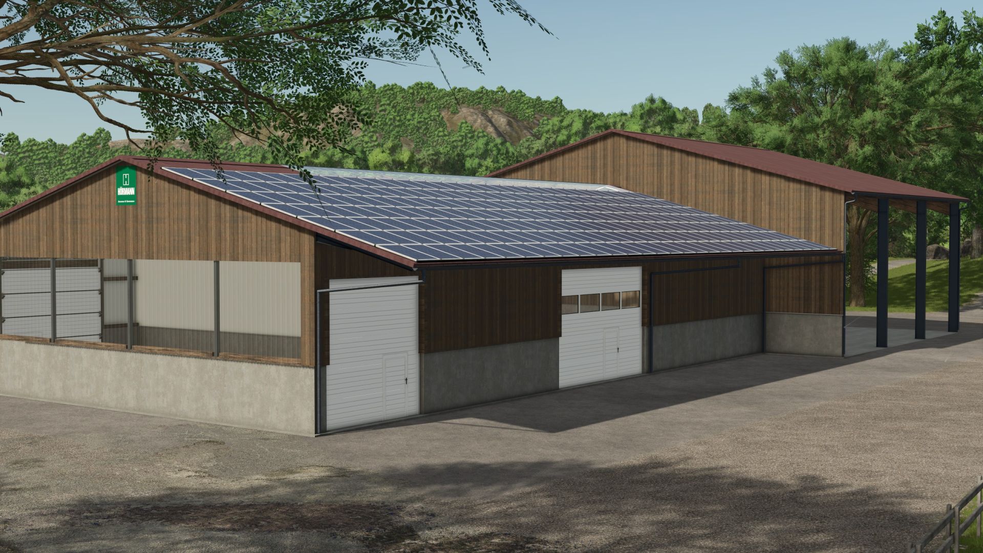 Garage avec atelier de véhicules en aspect bois