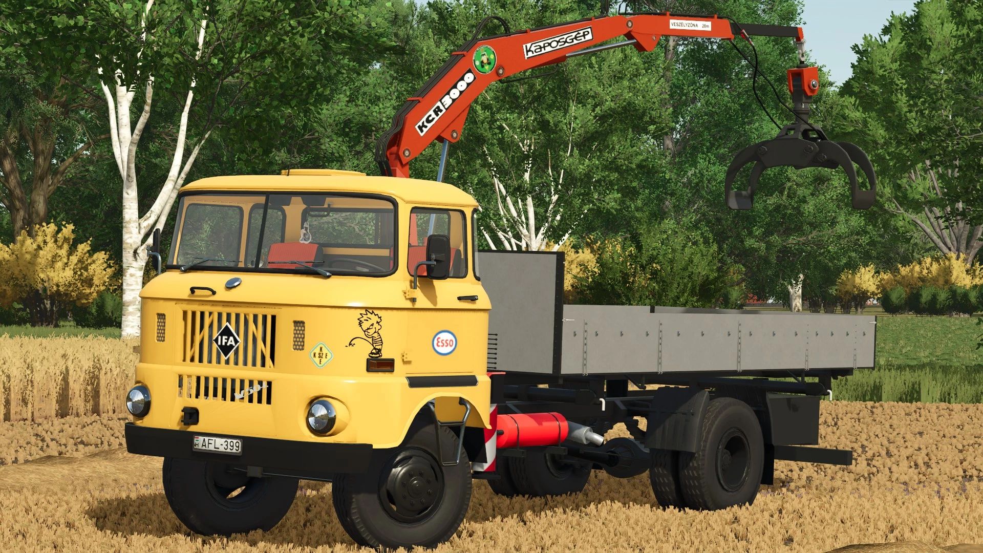 IFA W50 loading car with crane