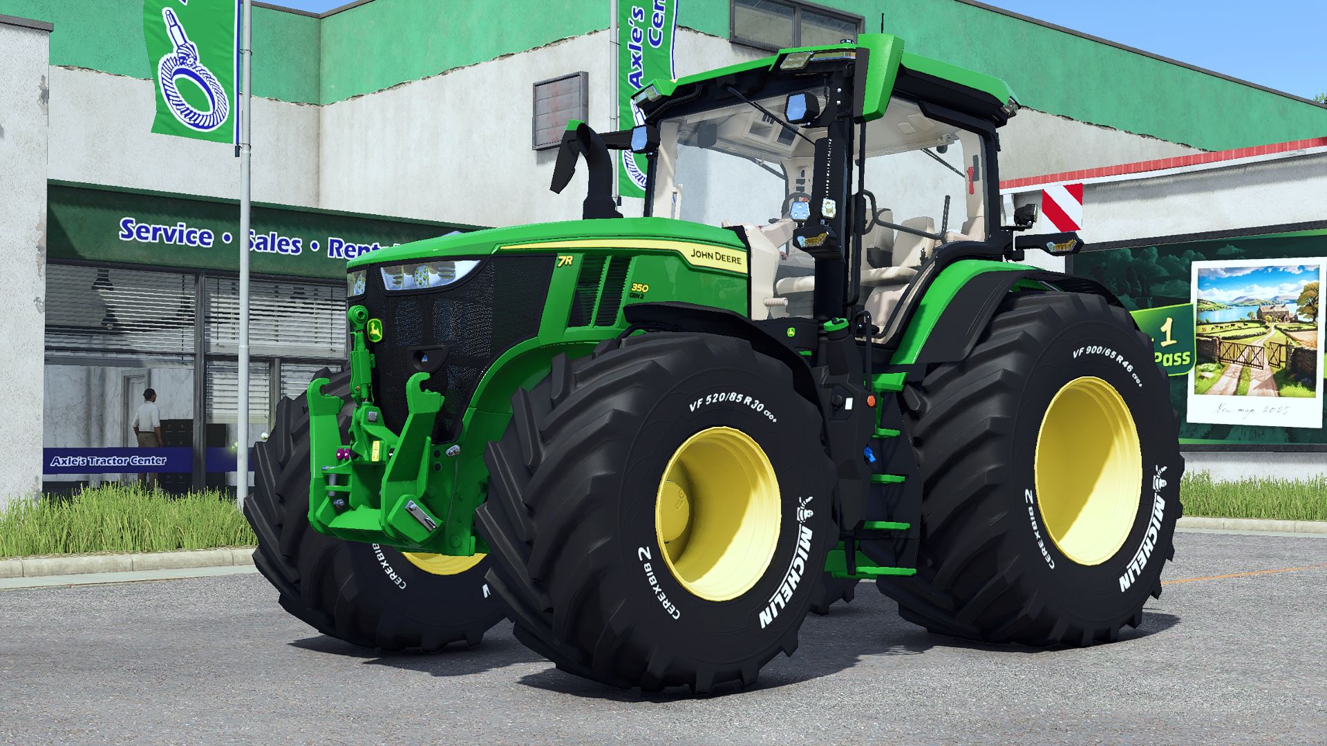 John Deere mit gravierten Michelin -Reifen