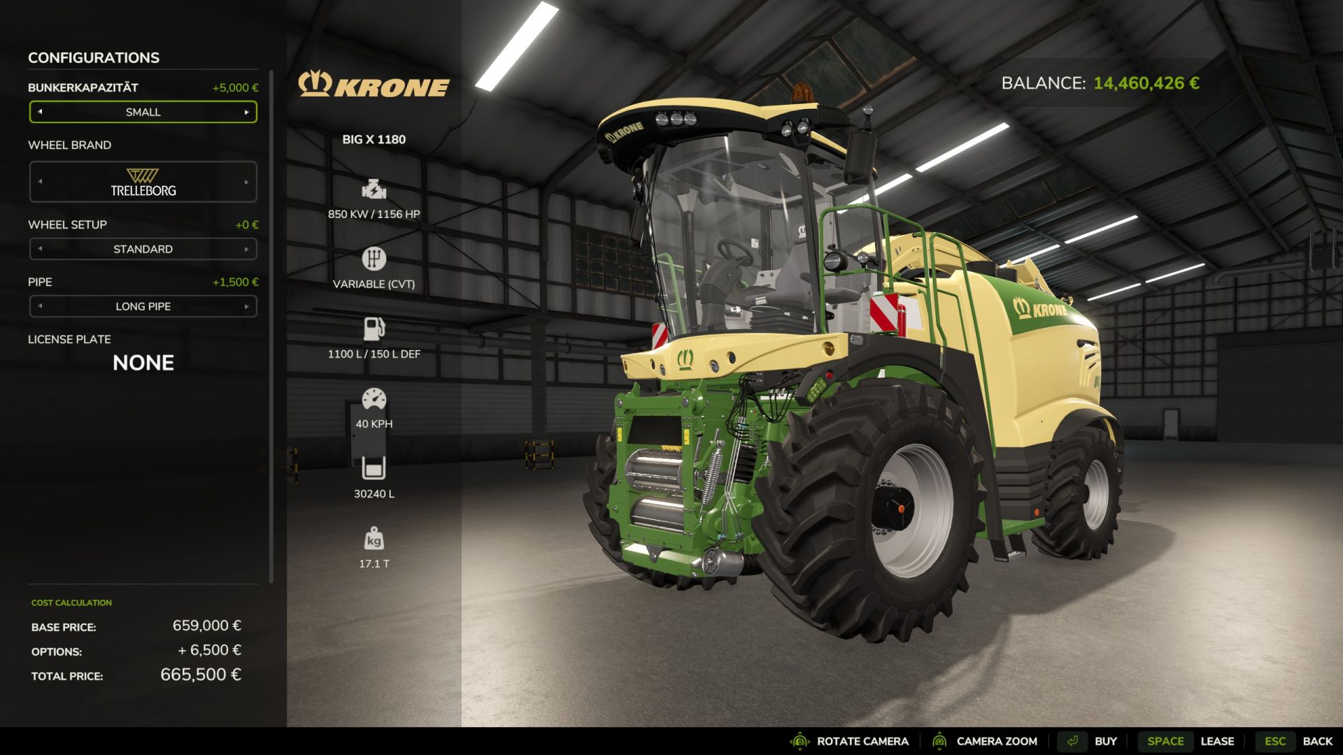 Krone Big X 1180 com funil