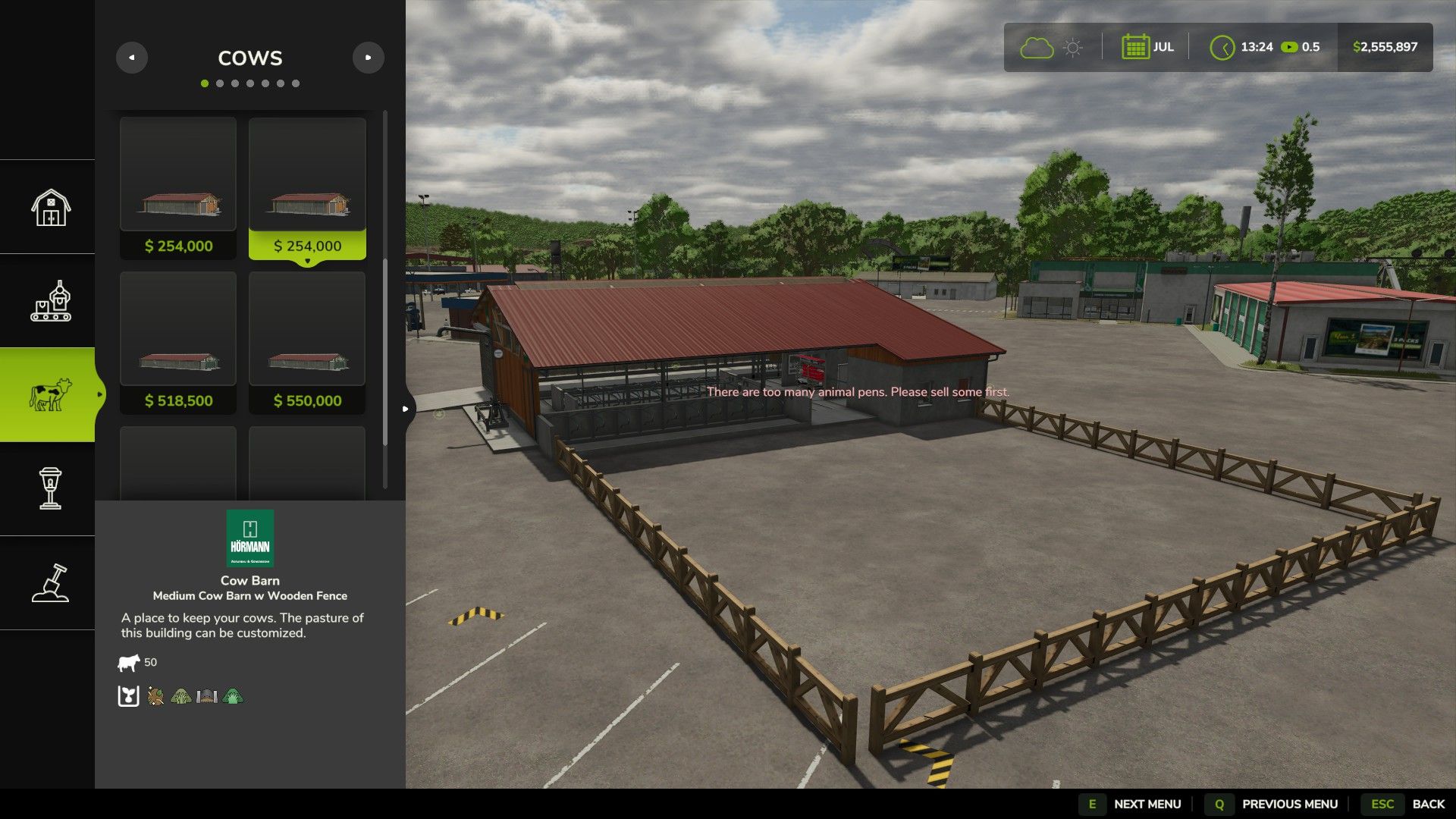 Medium Cow Barn - Wooden Fence - Increased Storage