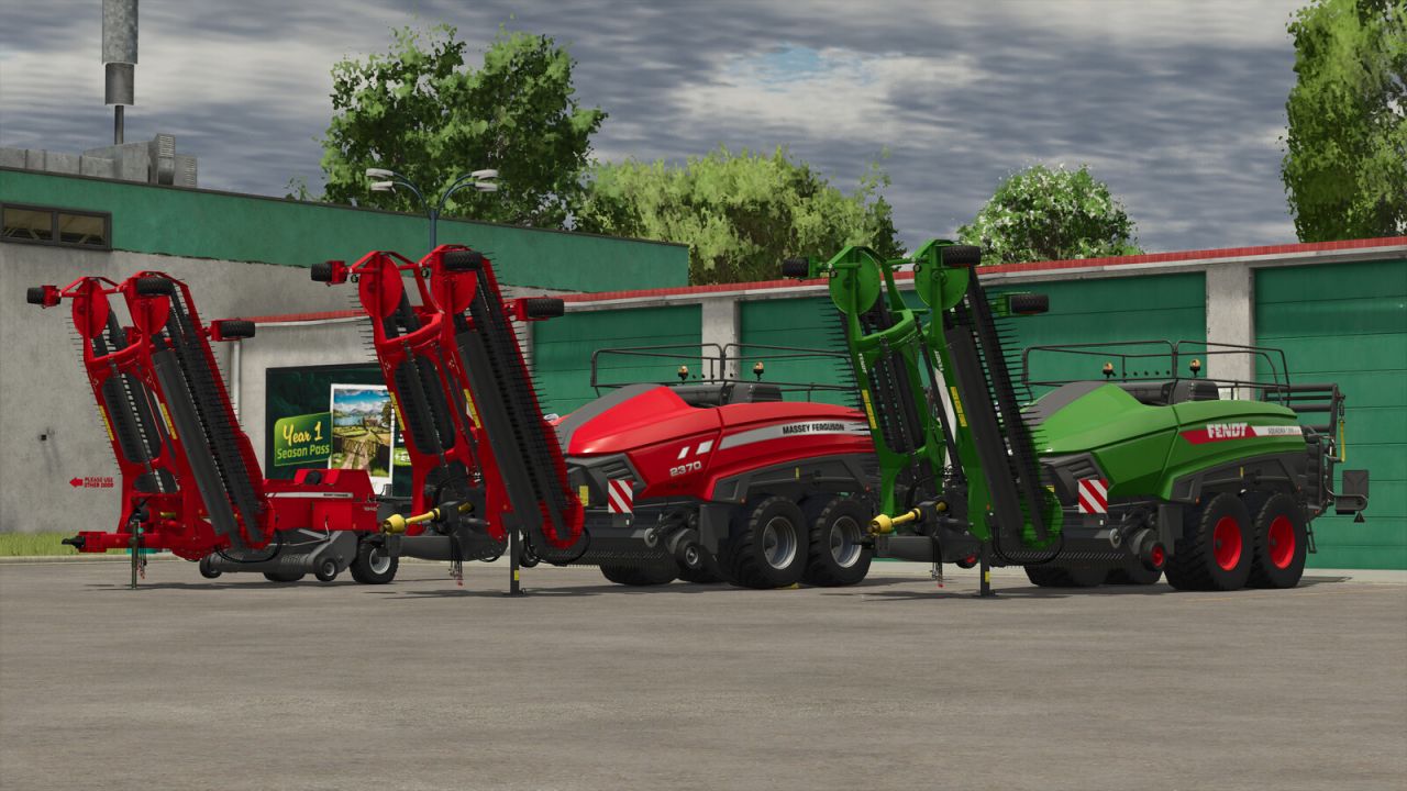 Pack Of Balers With Windrower