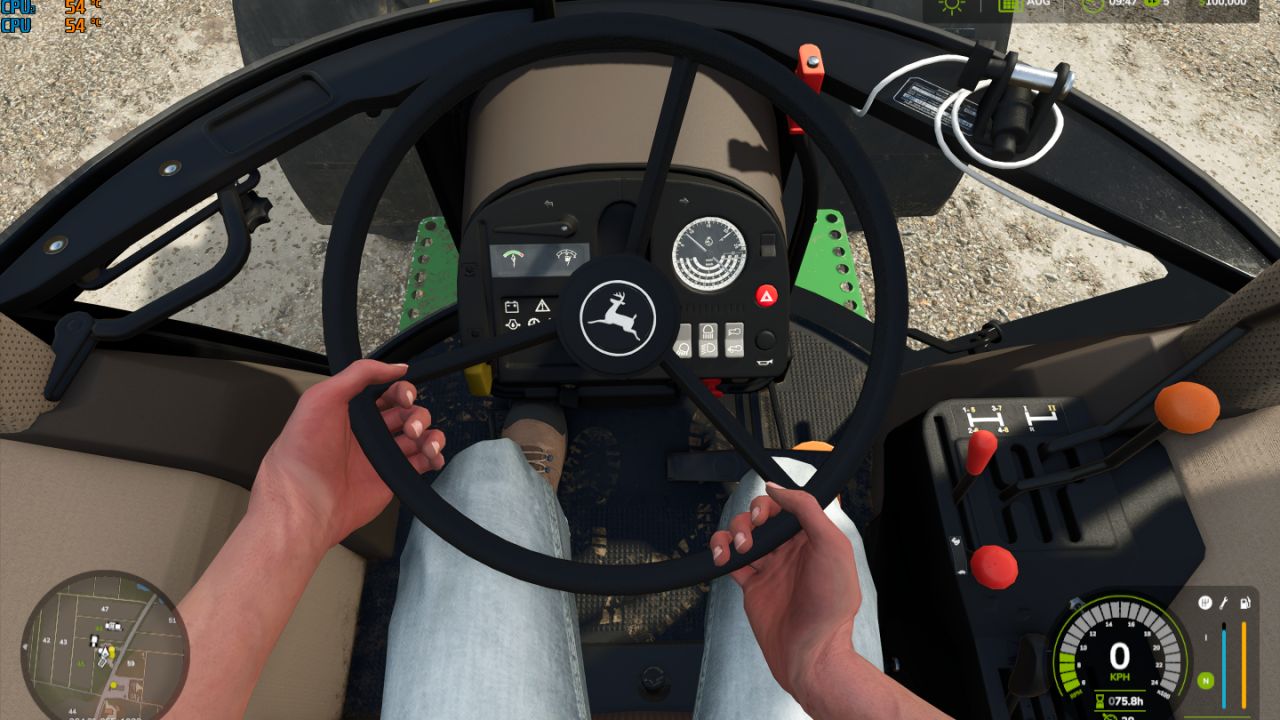 Realistic camera with hand on steering wheel