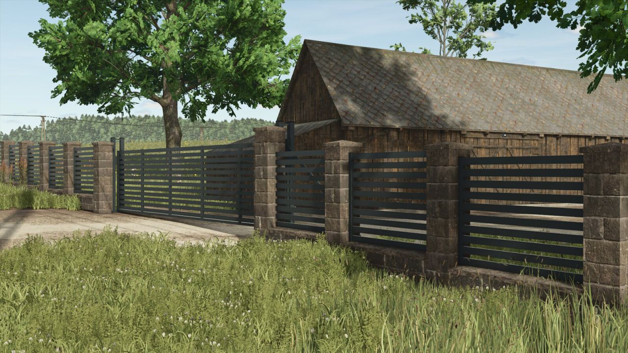 Rustic Brick And Metal Fence